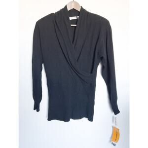 Vintage Deadstock NWT Liz Claiborne Cross Wrap Sweater Knit Lambswool Medium